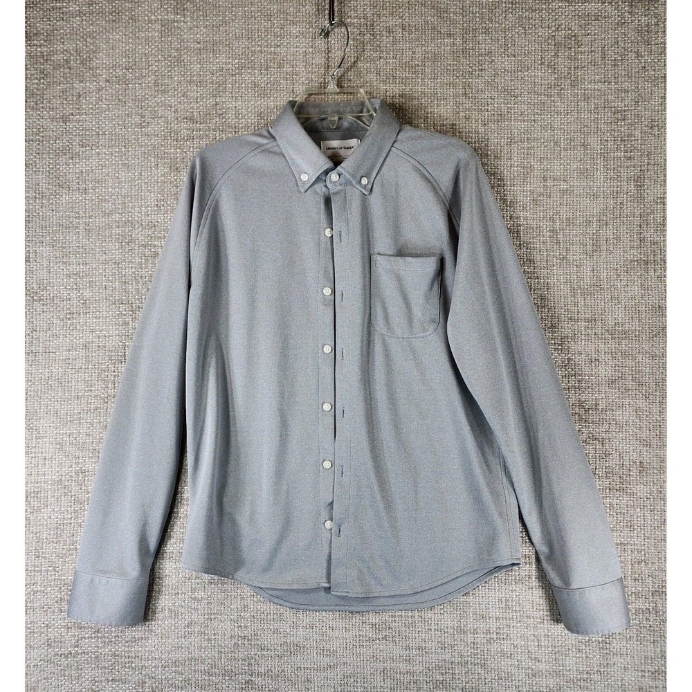 Ministry Of Supply Apollo Shirt Mens M Gray Long Sleeve Stretch‎ Button Down